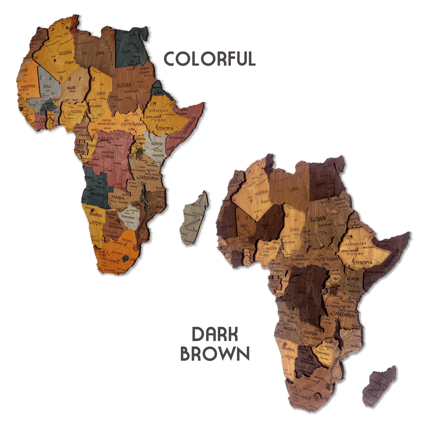 Wooden Africa Map, Home Decor, 3D Wood Africa Map, Detailed Africa Map for Wall, 3D Africa Wall Art, Office Decor, Gift for Girlfriend,