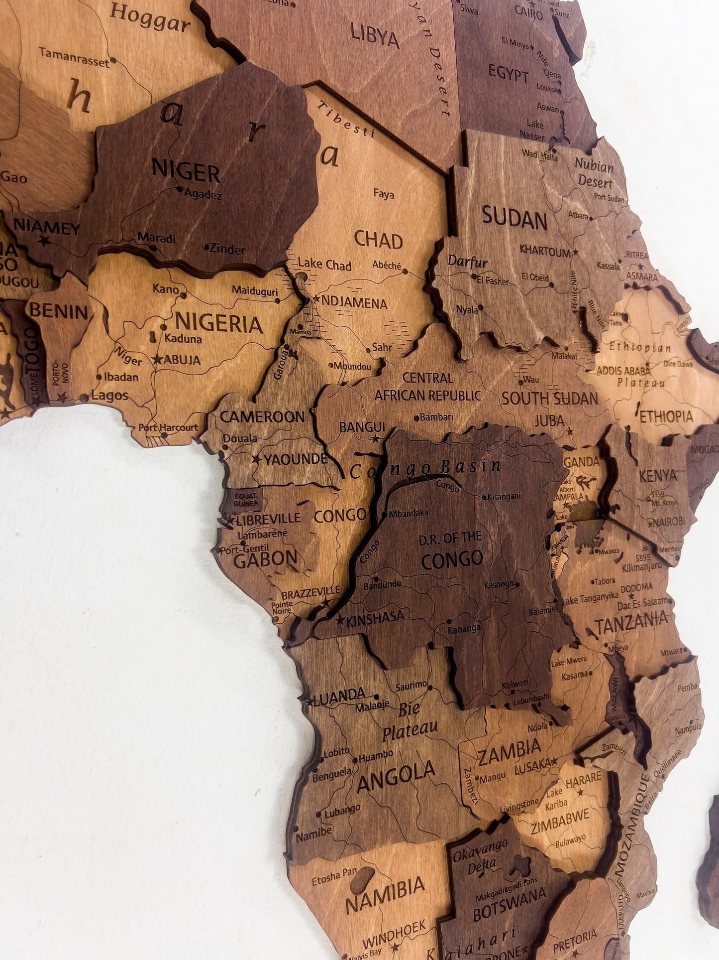 Wooden Africa Map, Home Decor, 3D Wood Africa Map, Detailed Africa Map for Wall, 3D Africa Wall Art, Office Decor, Gift for Girlfriend,